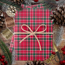 Hoja De Papel De Regalo Tartán - Verde Rojo y Blanco