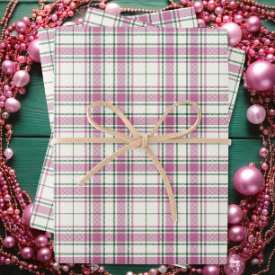 Hoja De Papel De Regalo Tartán - Verde rosado-esmeralda Rosa de marfil