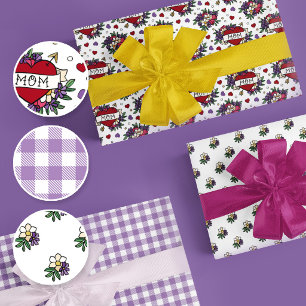 Hoja De Papel De Regalo Tatuaje de amor de mamá estilo corazón Día de la M