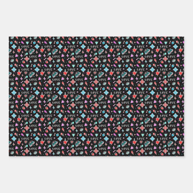 Hoja De Papel De Regalo Tatuajes de la vieja escuela (Anverso)