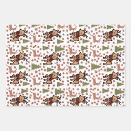 Hoja De Papel De Regalo Taza floral linda de reno