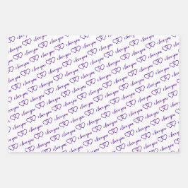 Hoja De Papel De Regalo Te Amo Valentine Morple Hearts Stripes