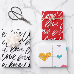 Hoja De Papel De Regalo Te amo y corazón