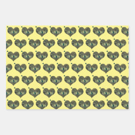 Hoja De Papel De Regalo Te Cavo forma de corazón de la cuadrícula azul ama