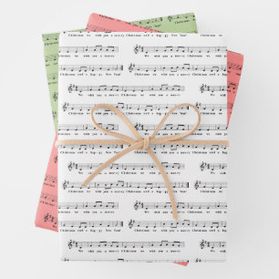 Hoja De Papel De Regalo Te deseamos una feliz Navidad brillante musical
