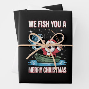 Hoja De Papel De Regalo Te Pescamos Una Feliz Navidad Pescador Santa