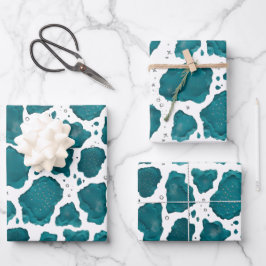 Hoja De Papel De Regalo Teal Ocean Agate | Modern Abstract Stone Gift Wrap