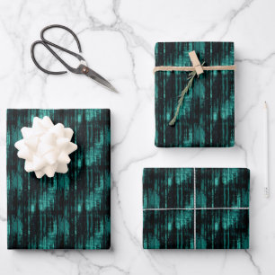 Hoja De Papel De Regalo Teal y negro abstracto