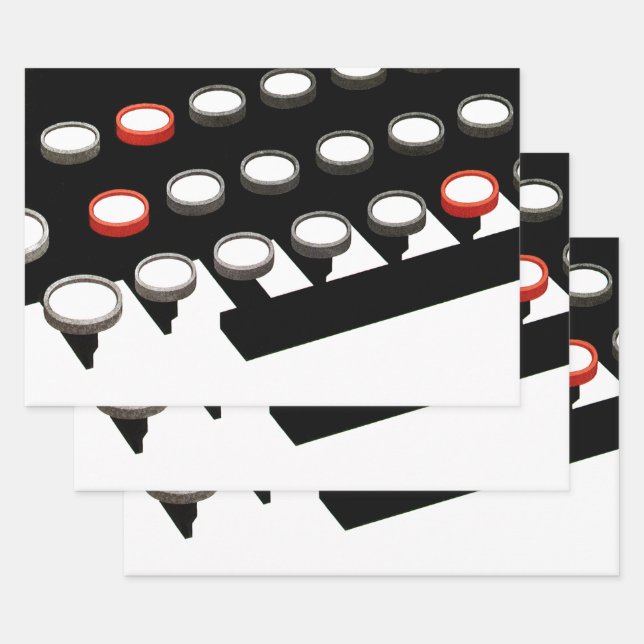 Hoja De Papel De Regalo Teclado de máquina de escribir antiguo de moda par (Set)