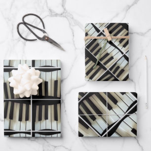 Hoja De Papel De Regalo Teclado Piano Instrumentos musicales Negro y Blanc