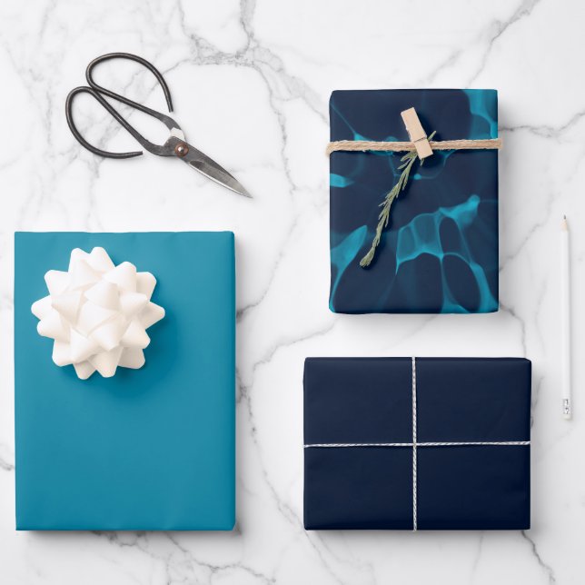 Hoja De Papel De Regalo Tejido azul (Anverso)