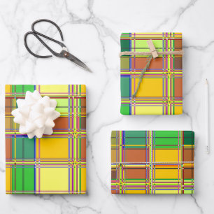 Hoja De Papel De Regalo Tela Colorida Caribeña Madras Tartán