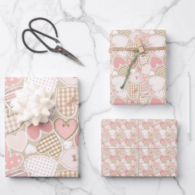Hoja De Papel De Regalo Tema de artesanías rosadas antiguas (Anverso)