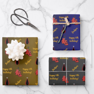 Hoja De Papel De Regalo Tema de boxeo de nombre personalizado con sentimie