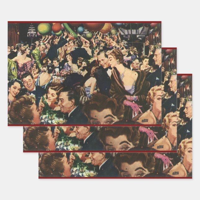 Hoja De Papel De Regalo Tema de fiesta elegante de Hollywood antiguo con g (Set)