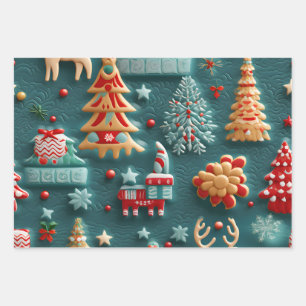 Hoja De Papel De Regalo Tema de Navidades delgados 3D