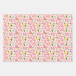 Hoja De Papel De Regalo Tema de Pascua de Primavera Estética Rosa