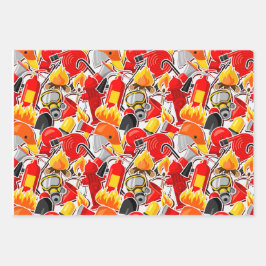 Hoja De Papel De Regalo Tema del bombero heroico