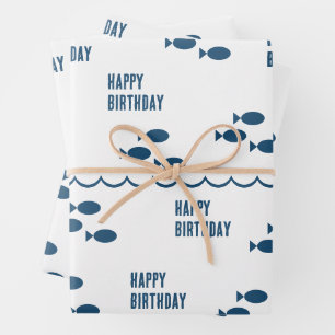 Hoja De Papel De Regalo Tema Náutico Feliz Cumpleaños