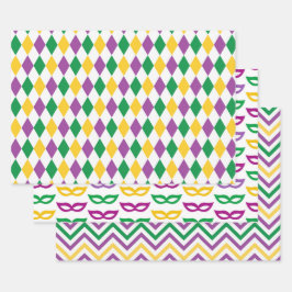 HOJA DE PAPEL DE REGALO TEMA PURPLE NARANJA AMARILLO MARDI GRAS
