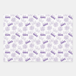HOJA DE PAPEL DE REGALO TEMAS DE MARDI GRAS VERDE MORADO AMARILLO