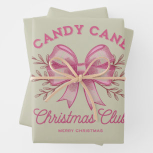 Hoja De Papel De Regalo Temporada navideña del club de Navidades de caña d