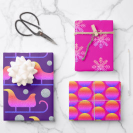Hoja De Papel De Regalo Tendencia Navidad Femenino Rosa Brillante Trineo P