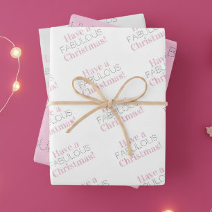 Hoja De Papel De Regalo Tener Navidades fabulosos   Tipografía gris rosa