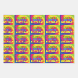 Hoja De Papel De Regalo Tengan un cumpleaños hippie tye tye colorido 70
