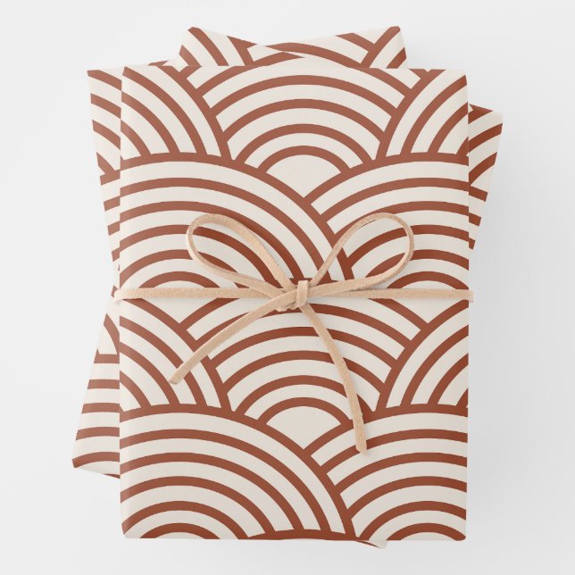 Hoja De Papel De Regalo Terracota de óxido de onda de Seigaiha japonesa (In situ)