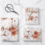 Hoja De Papel De Regalo Terracota y flores blancas Boho botánico exótico<br><div class="desc">Papeles de envoltura de terracota y flores blancas</div>