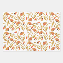 Hoja De Papel De Regalo Terracotta Mustard Floral Amarilla