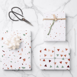 Hoja De Papel De Regalo Terracotta Terrazzo Triangles & Dots Moderno