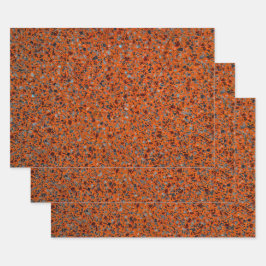 Hoja De Papel De Regalo Terrazzo Retro Naranja Gris Marrón Vintage