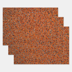 Hoja De Papel De Regalo Terrazzo Retro Naranja Gris Marrón Vintage