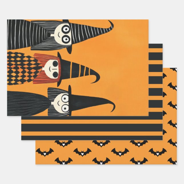 Hoja De Papel De Regalo Testigo espeluznante y adorable Naranja quemado y  (Set)