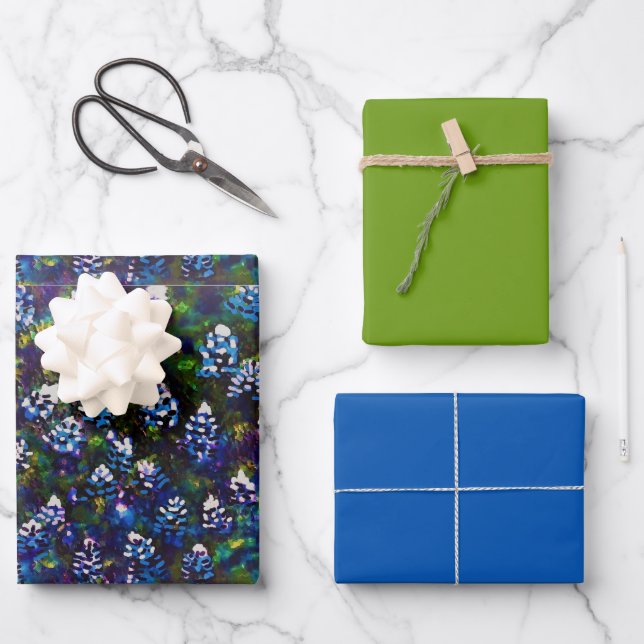 Hoja De Papel De Regalo Texas Blue Bonnet Blitz Design-Sky Blue Green (Anverso)