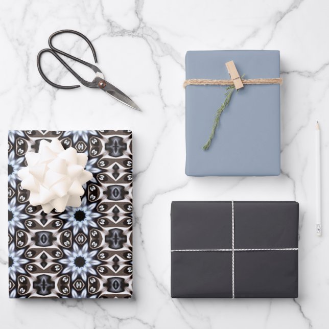 Hoja De Papel De Regalo Textil Azul Sofisticado (Anverso)