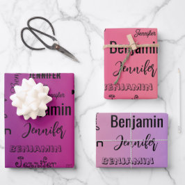 Hoja De Papel De Regalo Texto de nombre personalizado Gradiente de paginac