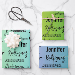 Hoja De Papel De Regalo Texto de nombre personalizado Resumen Gradiente ve