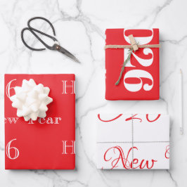 Hoja De Papel De Regalo Texto personalizado moderno Feliz Año Nuevo