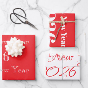 Hoja De Papel De Regalo Texto personalizado moderno Feliz Año Nuevo