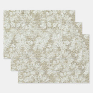Hoja De Papel De Regalo Textura Cremosa Afelpada de Margarita Floral