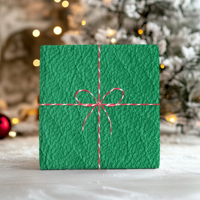 Hoja De Papel De Regalo Textura de cuero verde falso Envoltura (Faux Green Leather Texture Wrapping Wrapping Wrapping Paper Sheets)