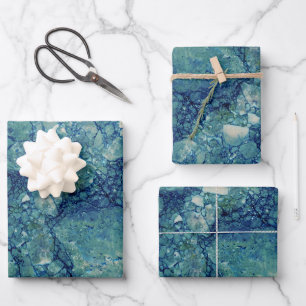 Hoja De Papel De Regalo Textura de mármol azul verde azulado