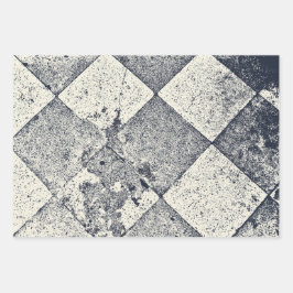 Hoja De Papel De Regalo Textura Negra Y Blanca Inspirada En Harlequin Vint