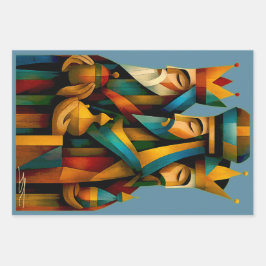 Hoja De Papel De Regalo Three Wise Men Abstract Nativity Art 