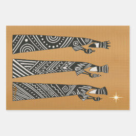 Hoja De Papel De Regalo Three Wise Men Black & White Christmas Nativity
