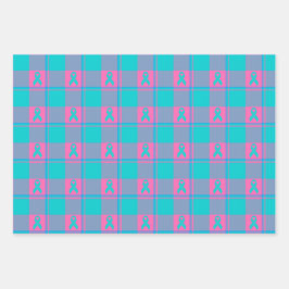 Hoja De Papel De Regalo Thyroid Cancer Awareness Plaid Teal Ribbon