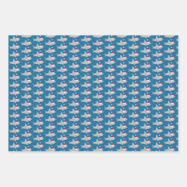 Hoja De Papel De Regalo Tiburón blanco en el patrón de Navidades de Santa 